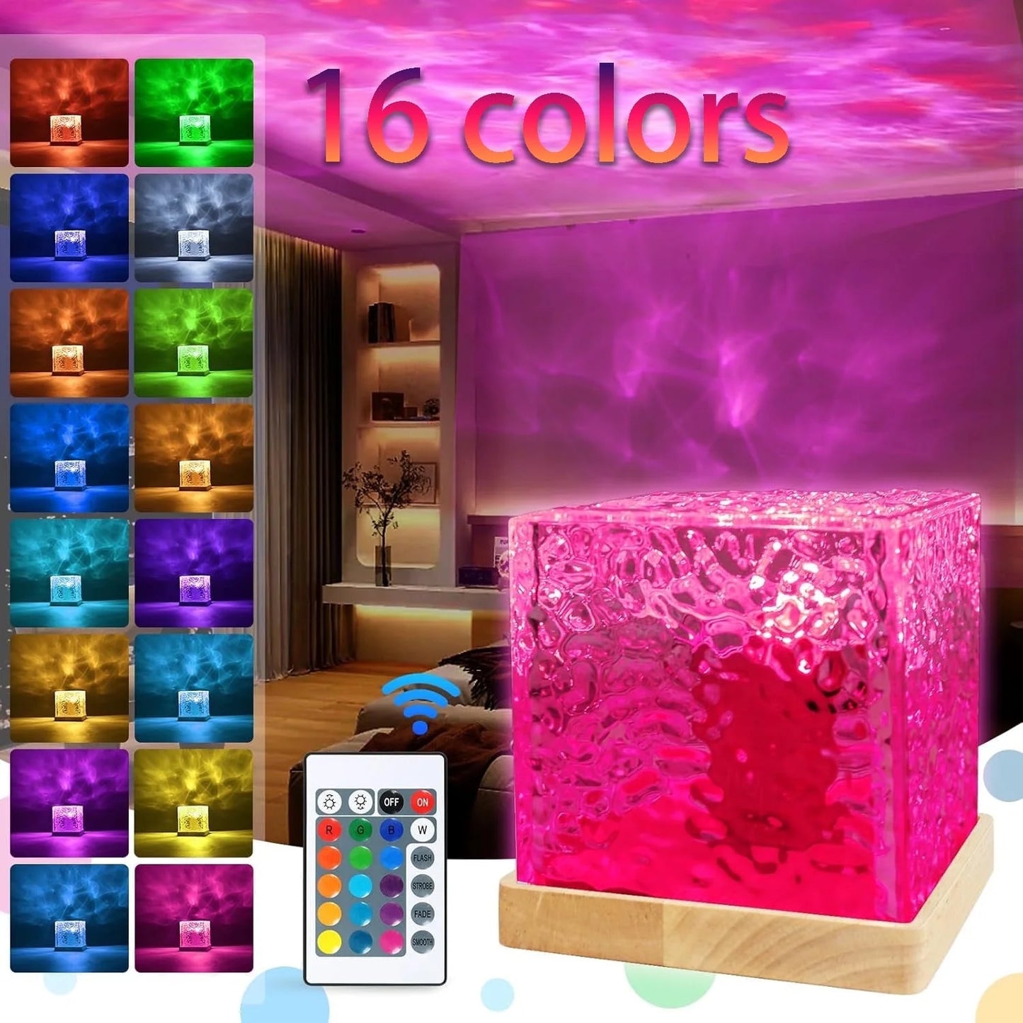 Star Galaxy Lamp, 16 Colors LED 3D Ocean Wave Projector Light Wiht Remote Control, Night Light Birthday Xmas Gifts for Girls Boys Kids