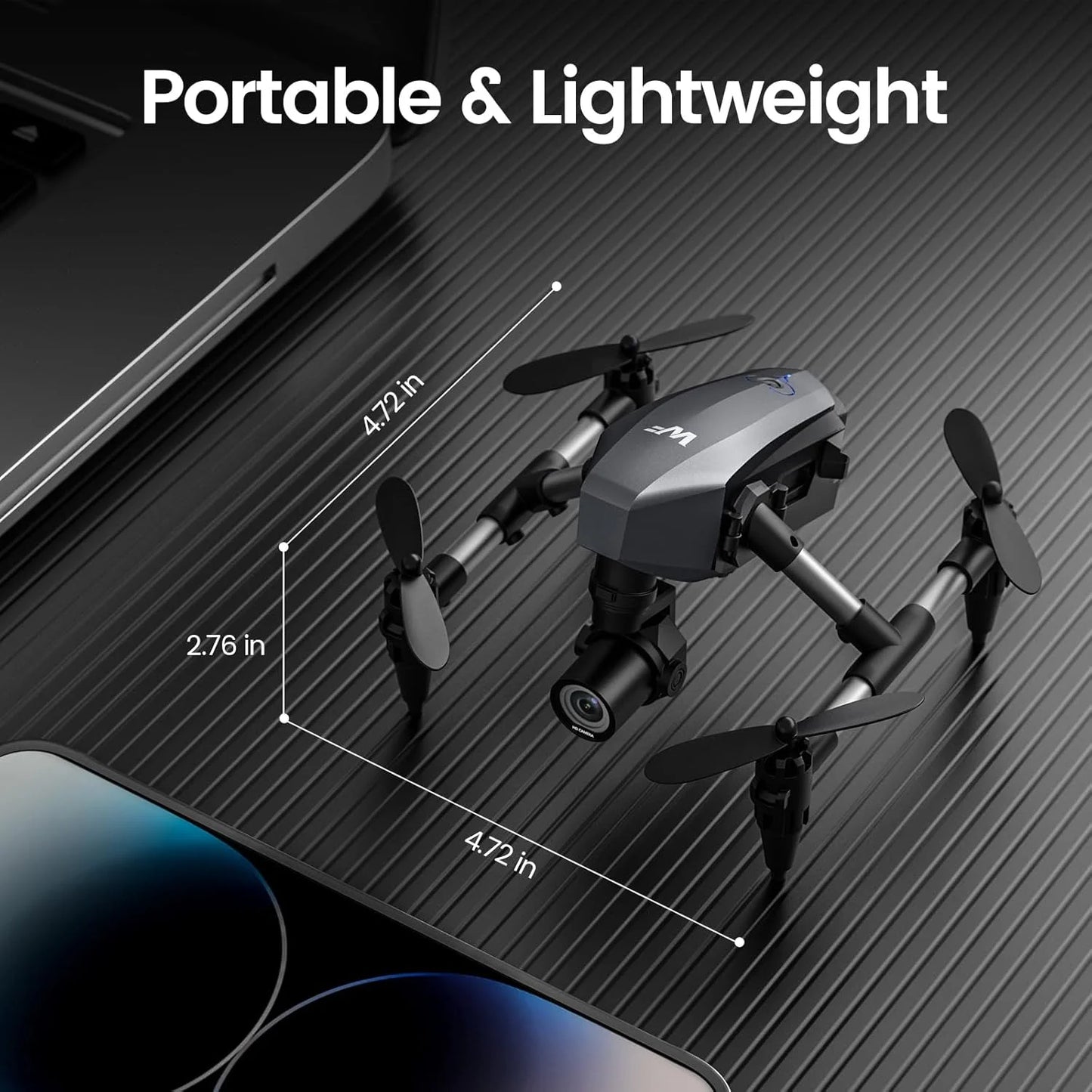 WF10 Mini Drone with Camera for Kids 1080P, Remote Control Quadcopter with 3 Batteries, Black