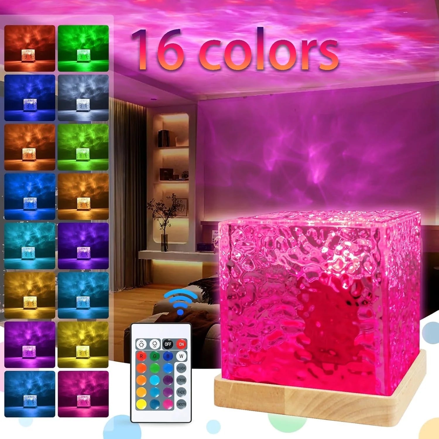 Star Galaxy Lamp, 16 Colors LED 3D Ocean Wave Projector Light Wiht Remote Control, Night Light Birthday Xmas Gifts for Girls Boys Kids